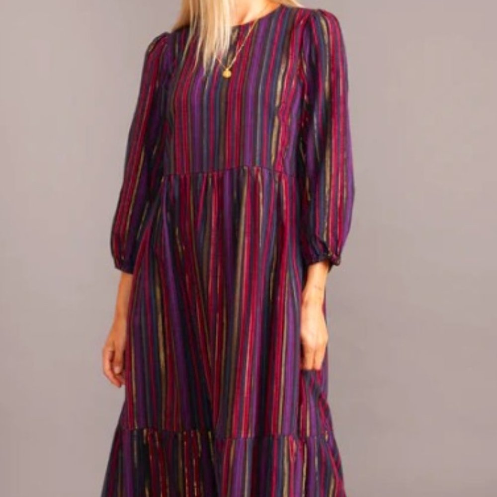 Perfect dress for a holiday event, Marine Layer's "Alice Midi Dress"